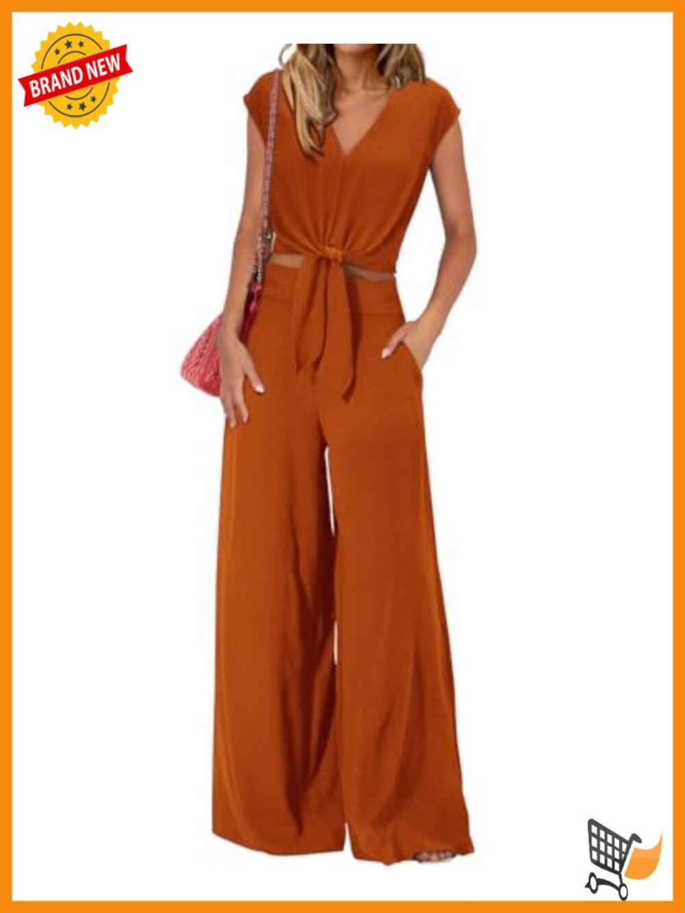 Women's 2 Piece Outfit Crop Top Wide Leg Pants Set Casual Tracksuit